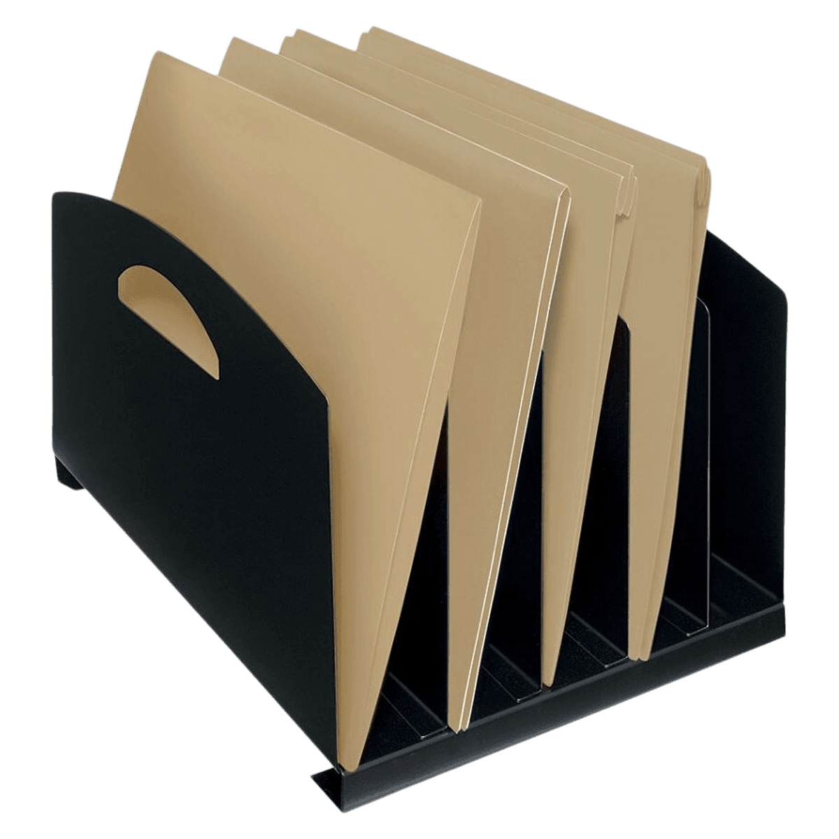 Major Metal Fab Vertical Sorter, 5 Compartments, Black, 1/Package - ORGANIZER,VERTICAL,5SLOTS - Image 1