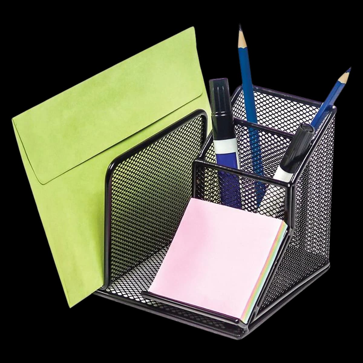 Office Depot Brand Metro Mesh Desk Organizer, Black, 1/Each - DIRECTOR,DESK,MESH,EXP,BL - Image 1