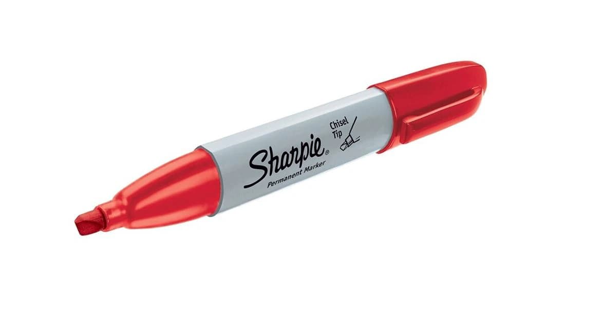 Sharpie Chisel-Tip Permanent Markers, Red, 12/Pack - Marker Chisel Sharpie - Image 1