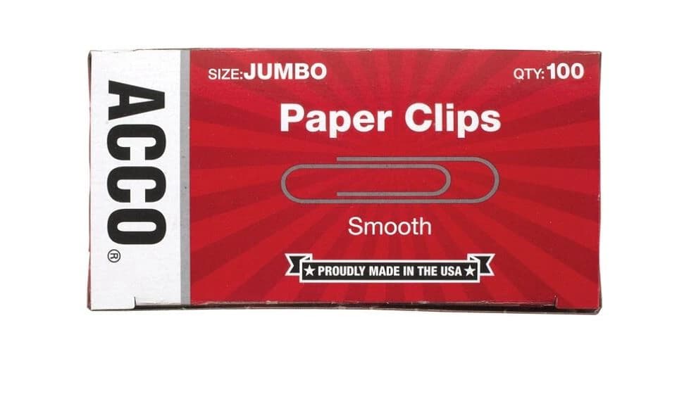 ACCO Paper Clips Jumbo Silver 1000/Package - Clip Paper Jumbo Wrldbrnd - Image 1