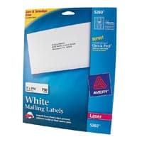 Avery 5260 White Laser Address Labels, 1" x 2 5/8", 750 per Box - Label Lsr Addr Wht 750ct - Image 1