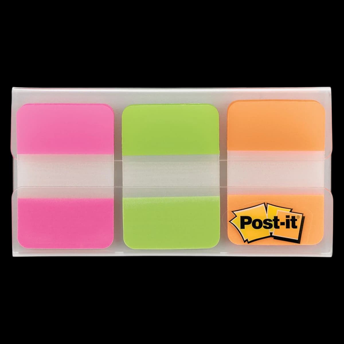 3M Durable Index Flags, Fluorescent, 1 in x 1.5 in, Green/Orange/Pink, 22 Flags/Pad, 3 Pads/Pack - FLAGS,INDEX,DURABLE,FLUOR - Image 1
