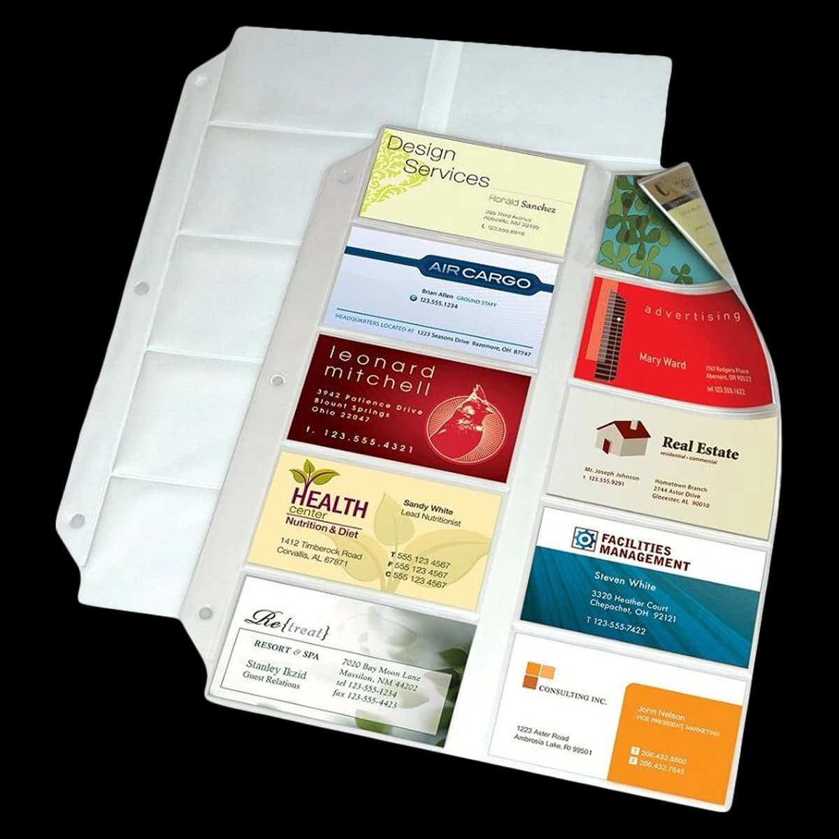 Cardinal Business Card File Binder Refill Pages, 8.5 x 11 in, 10/Pack, R65361-C1 - Refill F/R65361-C1 Binder - Image 1