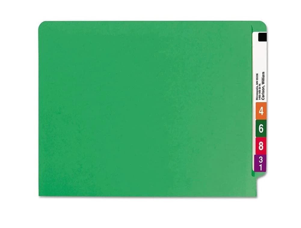 Smead End-Tab Folder, Straight Cut, Letter Size, Green, 100/Box - Folder Ltr ly Strt-End - Image 1