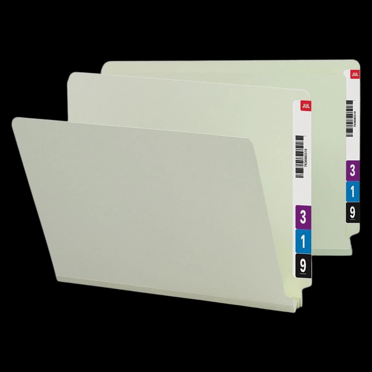 Smead End-Tab Folder, 25 pt Pressboard, Straight Cut, Letter Size, Gray/Green, 25/Box - Folder Ltr Et Strt 2in Ex - Image 1