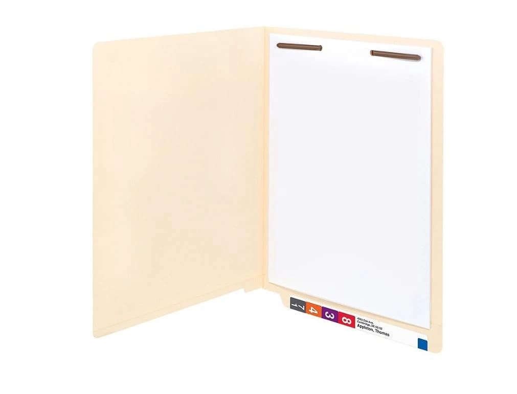 Smead End-Tab Folder with 1 Fastener, Letter Size, Manila, 11pt, 50/Pack, 50/Box - Folder Ltr 11pt 1 Fastene - Image 1