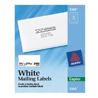 Avery White Copier Address Labels, 1-1/2 in x 2-13/16 in, 2100 per Box - Label P/S Copr 1.5x2-13/1 - Image 1