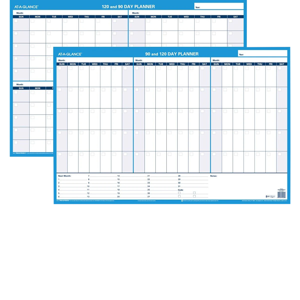 At-A-Glance Undated Erase/Reverse Wall Planner, 90-Day, Black/Blue, 1/Package - PLANNER,WALL,3MO,UND,ERA, - Image 1