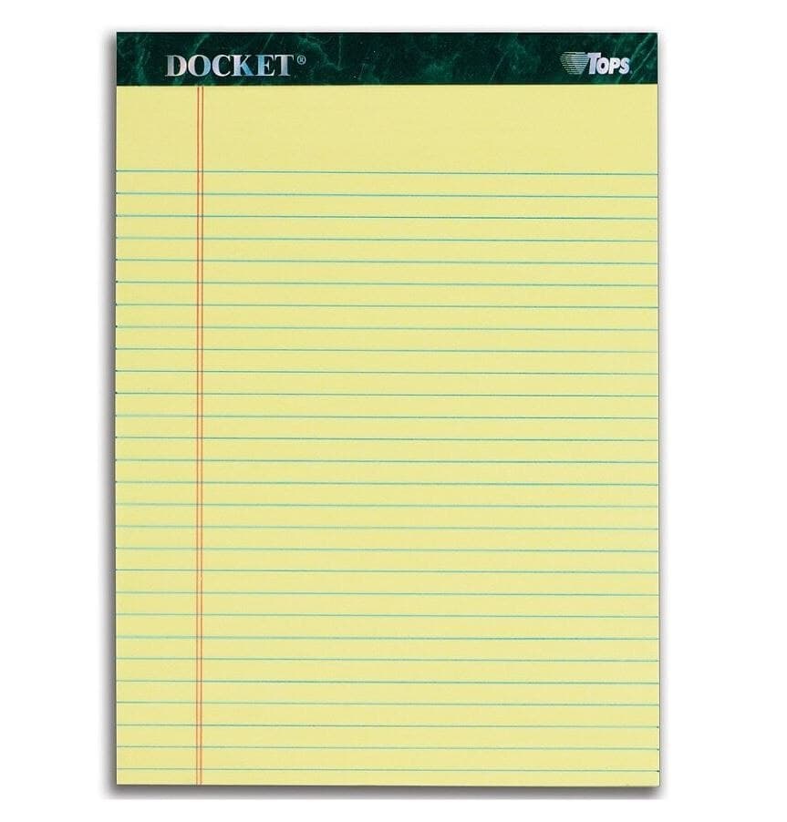 Tops Docket Legal Ruled Pads, 8.5 x 11.75 in, 50 Sheets, Canary, 12/Pack - Pad Perf Dkt 8.5x11 Can L - Image 1