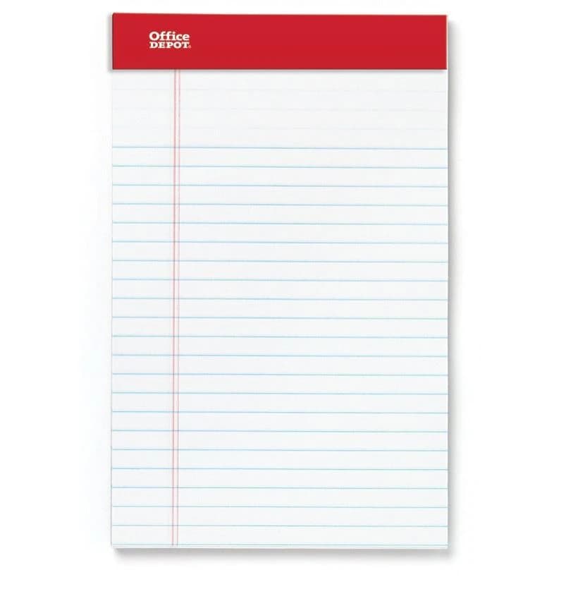 Office Depot Junior Perforated Pads, 5" x 8", Narrow Ruled, White, 50 Sheets, 12/Pack - Junior Perforated Pads 5"x8" - Image 1