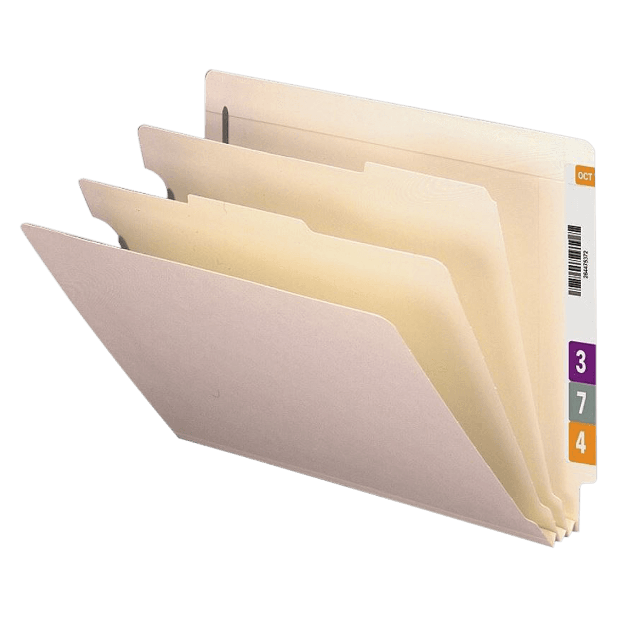 End-Tab Manila Classification Folder with Fasteners and Dividers, Letter Size, 10/Pack - End-Tab Manila Classifi Folder - Image 1