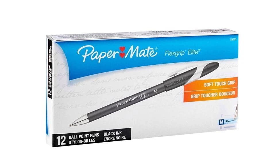 FlexGrip Elite Ballpoint Stick Pen, Medium Point, 1.0 mm, Black, 12/Box - FlexGrip Elite BallPt Stic Pen - Image 1