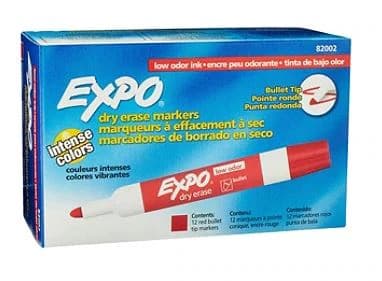 Expo2 Low Odor Dry-Erase Markers, Bullet Point, Red, 12/Pack - Expo2 Low Odor Dry-E Markers - Image 1