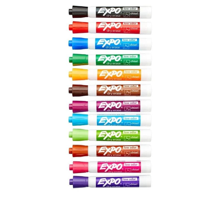 Expo2 Low Odor Dry-Erase Markers, Chisel Point, Assorted Colors, 12/Pack - Expo2 Low Odor Dry-E Markers - Image 1
