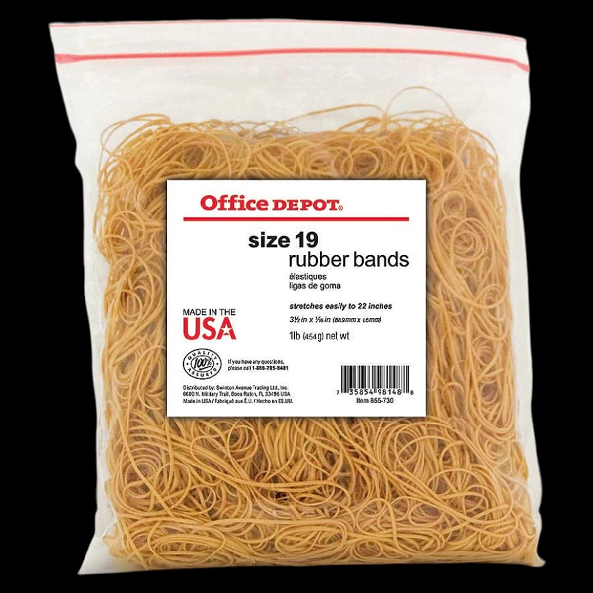 Rubber Bands #19, 3 1/2" x 1/16", Crepe, 1 lb Bag, 1700/Pk - Rubber Bands In 1 lb Bag #19 - Image 1