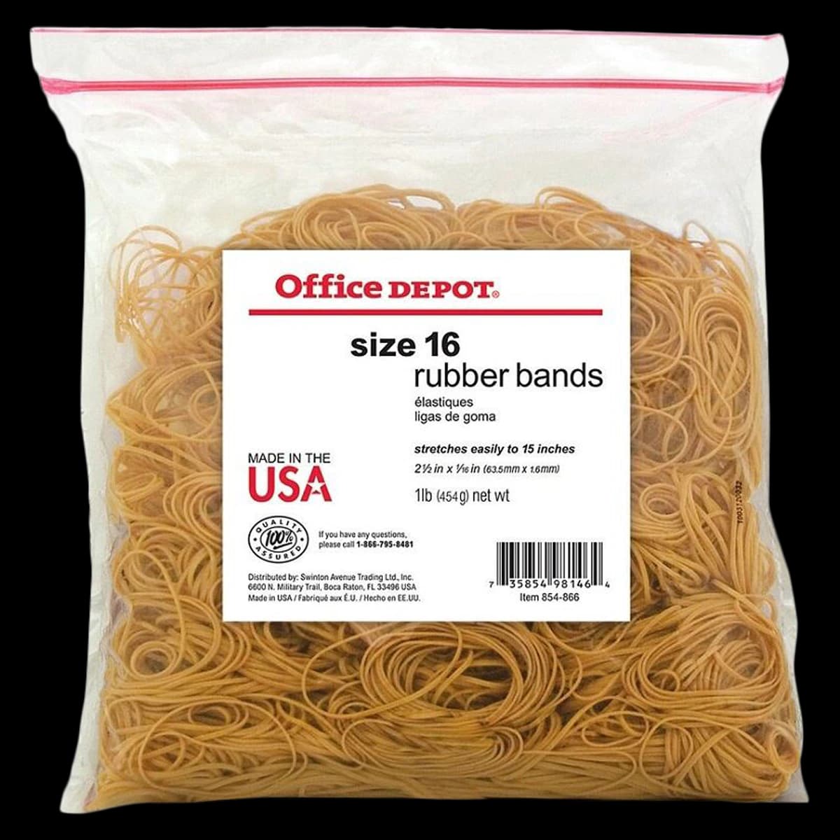 Rubber Bands #16, 2.5" x 1/16", Crepe, 1 lb Bag, 2300/Pk - Rubber Bands In 1 lb Bag #16 - Image 1