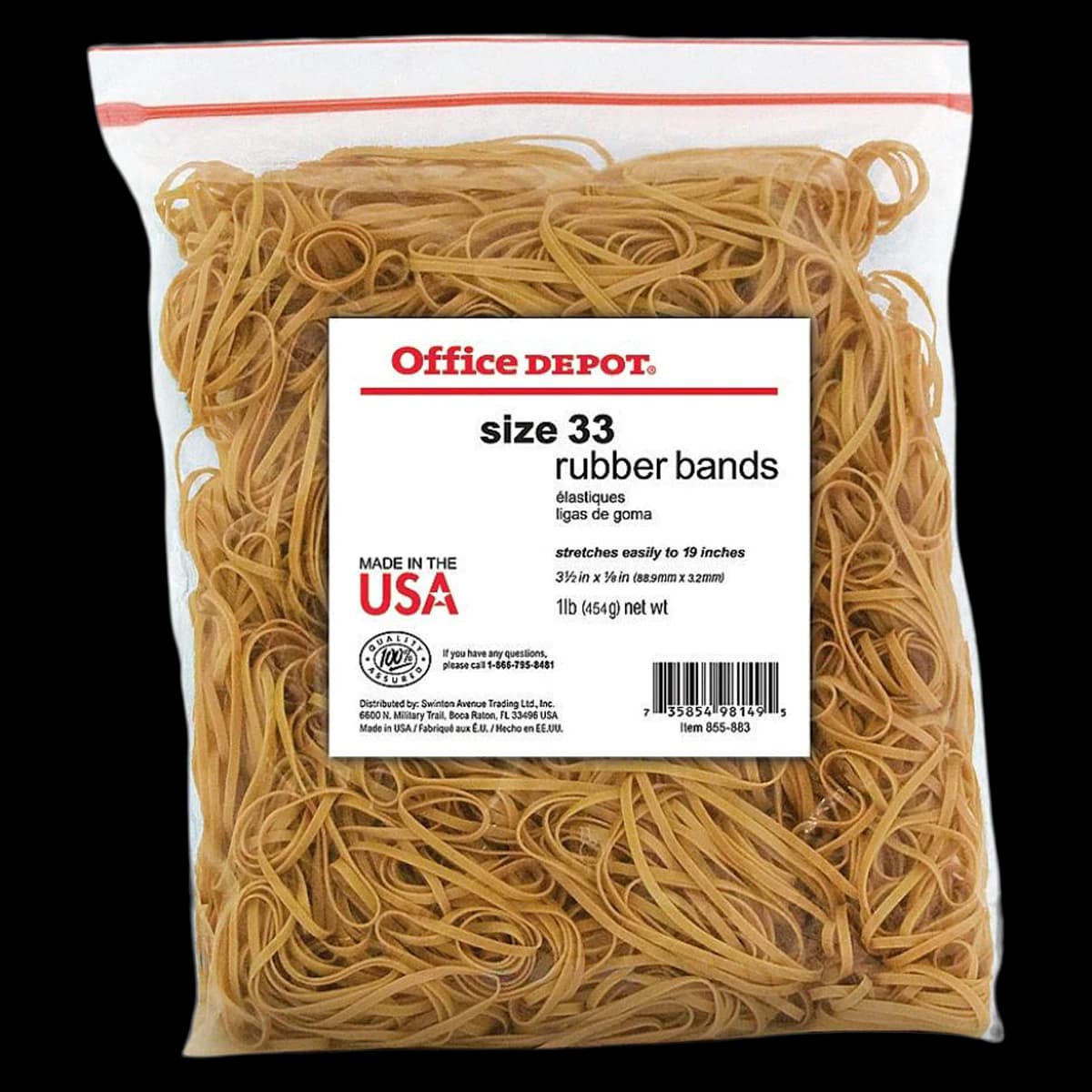 Rubber Bands #33, 3.5" x 1/8", Crepe, 1 lb Bag, 850/Bag - Rubber Bands In 1 lb Bag #33 - Image 1
