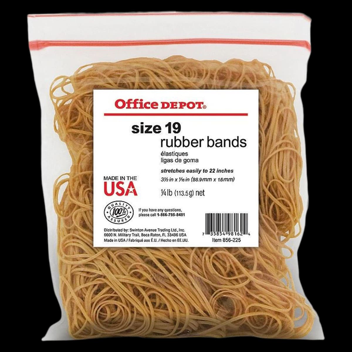 Office Depot Brand Rubber Bands #19, 3 1/2" x 1/16", 1/4 lb Bag, 437/Pack - Rubber Bands In 1/4 lb Bag #19 - Image 1