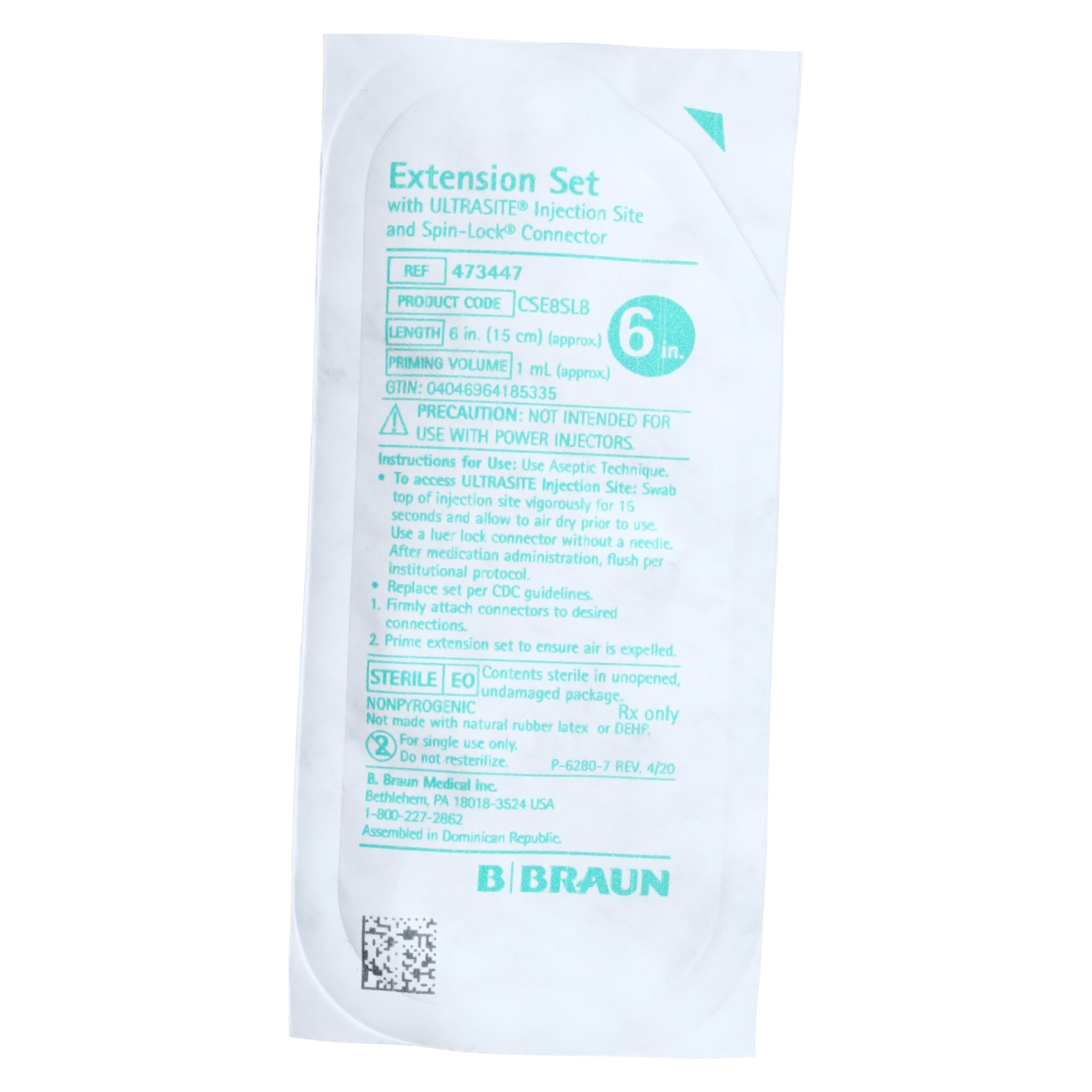 B. Braun ULTRASITE Extension Set, Needleless, 6" SPIN-LOCK Connector, Non-Removable Slide Clamp, Priming Volume 1 mL, Standard Bore, Sterile, 100/Case, 473447 thumbnail 3