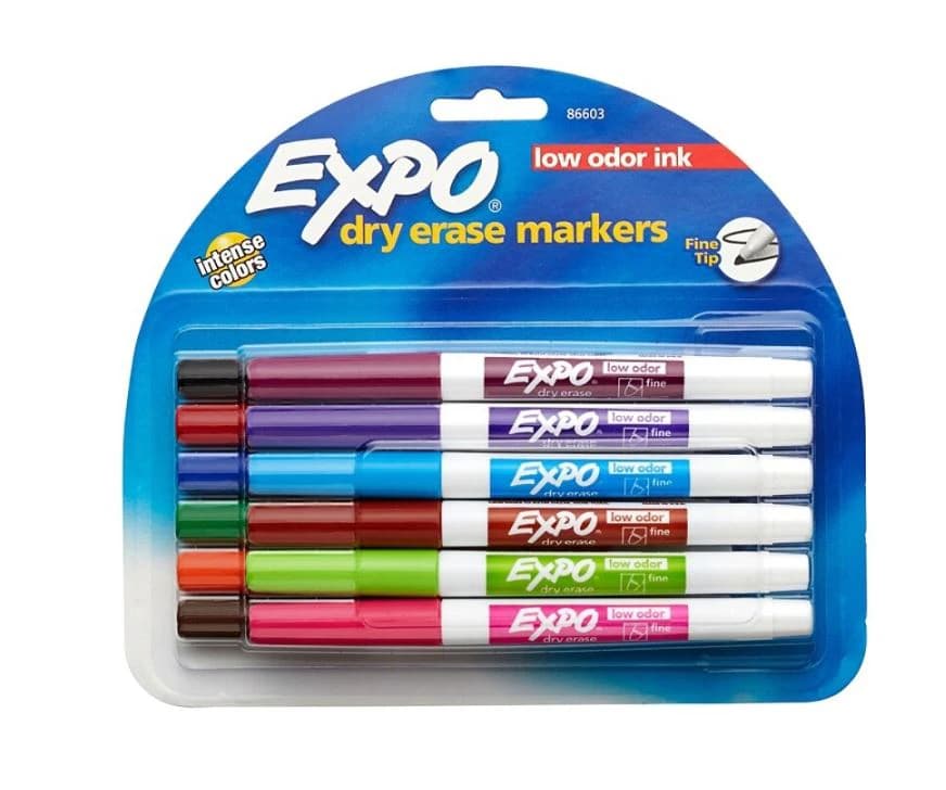 Sanford EXPO Low-Odor Dry-Erase Markers, Fine Point, Assorted Colors, 12/Pack - SanFord Dry-Erase Markers - Image 1