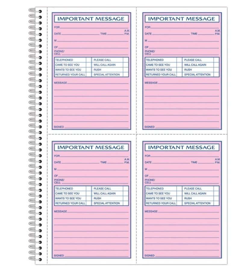 Cardinal Adams Phone Message Book, 8 1/4" x 11", 400 Messages Per Book - Phone Mssge Bk 8 1/6x11 - Image 1