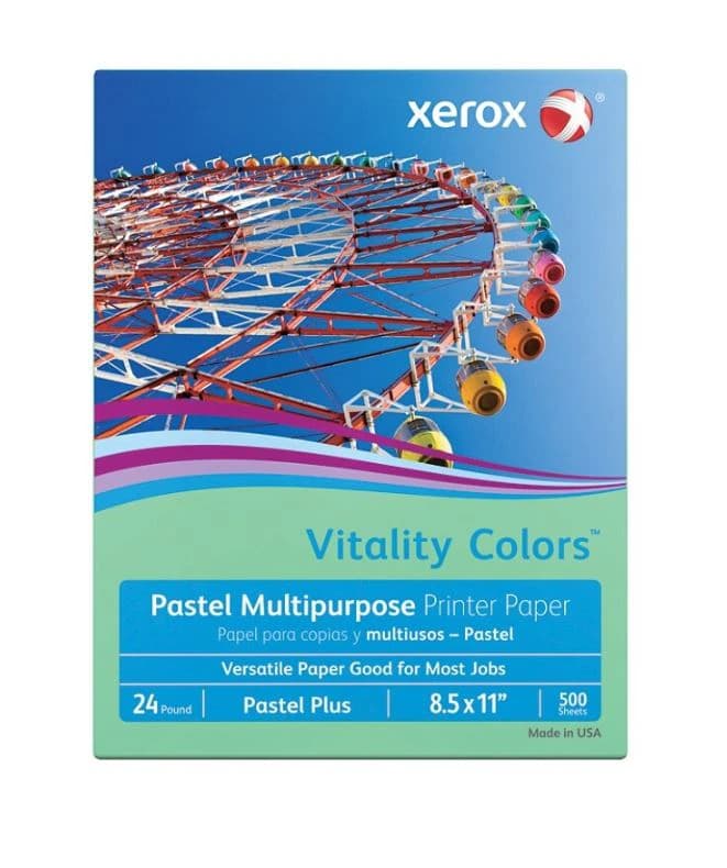 Xerox Pastel Paper, 24 Lb Stock, Green, 8.5" x 11", 500/Ream - Pastel Paper 24Lb Stk Green - Image 1