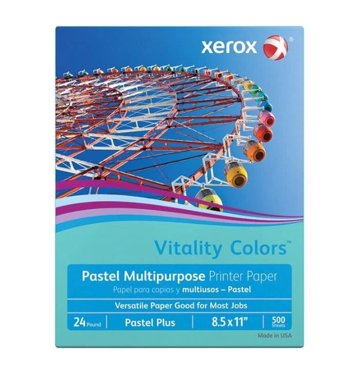 Xerox Pastel Paper, 24 Lb Stock, Aqua, 8.5" x 11", 500/Ream - Pastel Paper 24Lb Stk Aqua - Image 1