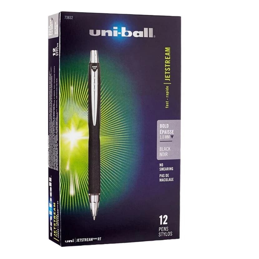 uni-ball Jetstream RT Retractable Ballpoint Pen, Bold Point 1.0mm, Black, 12/Pack - Retract BallPt Pen Bold Pt - Image 1