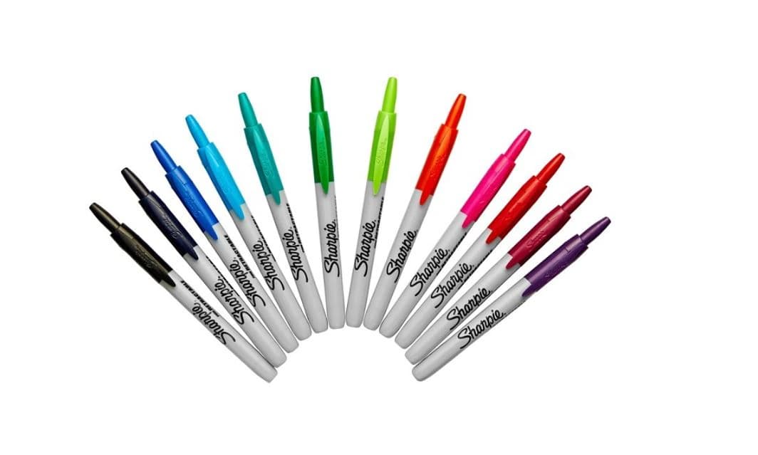Sharpie RT Retractable Permanent Marker, Fine Point, Assorted Colors, 12/Box - RT Retract Perm Marker FinePt - Image 1