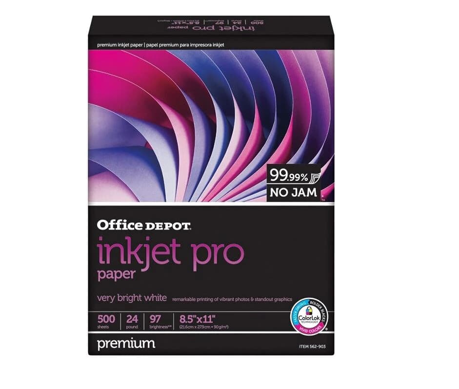 Office Depot Inkjet Pro Paper, Smooth, Letter Size, 24 Lb, 500 Sheets/Ream, 500/Package - Paper Inkjet Premium Color - Image 1