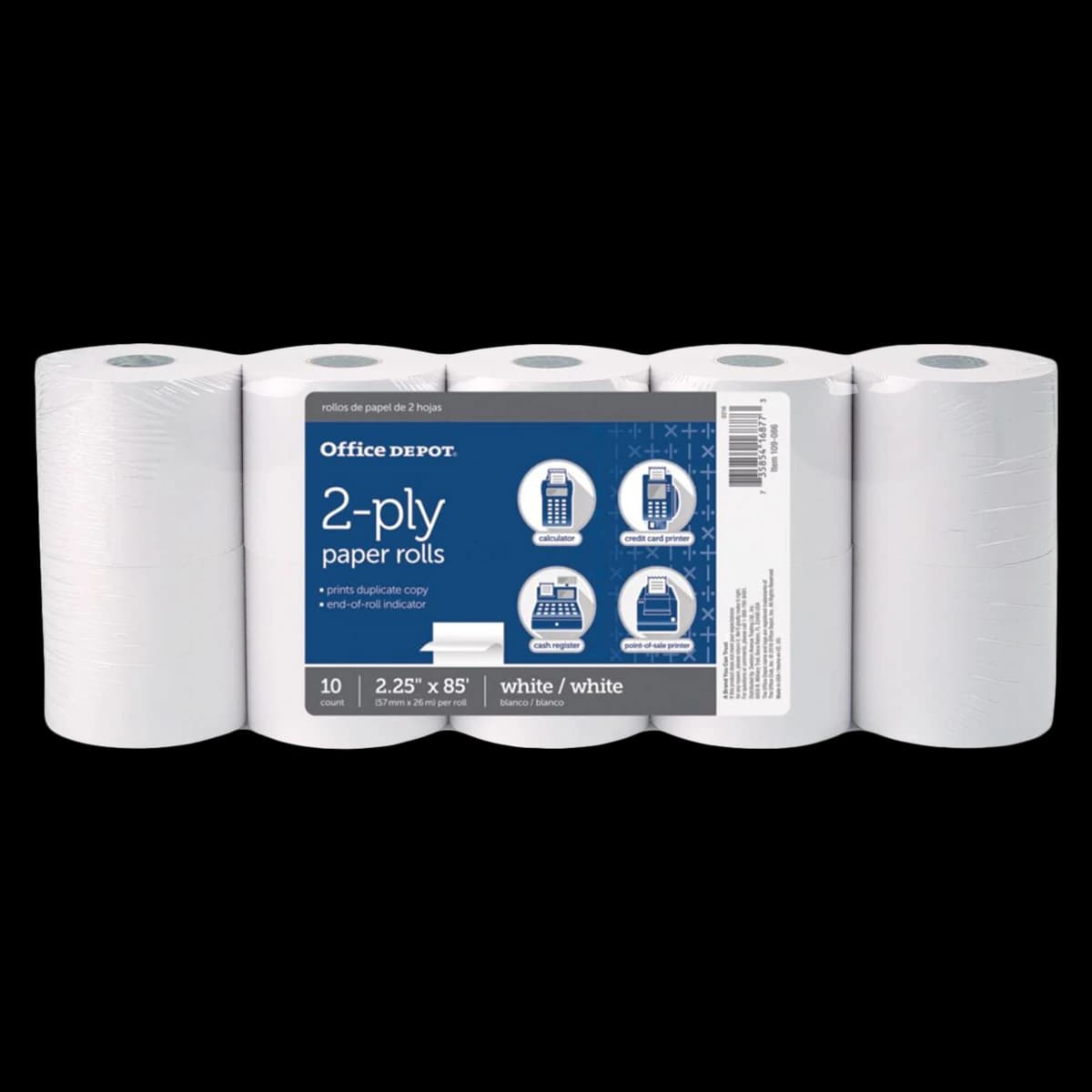 Office Depot Brand 2-Ply Paper Rolls, 2-1/4in x 85ft, White, Pack of 10, 01KEZKNSTHG5731TF6FZJMN9PC - Office Depot Brand 2-Ply Paper Rolls, 2-1/4in x 85ft, White, Pack Of 10 - Image 1