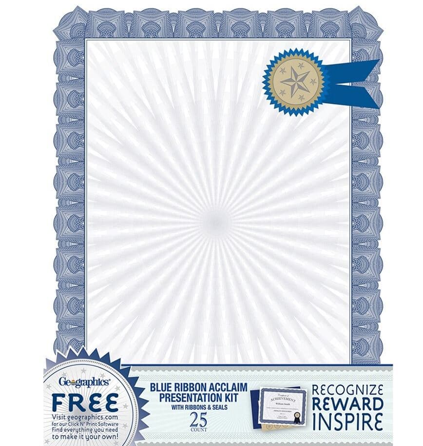 Foray Blue Certificates, 8.5 x 11 in, 25/Pack - Certificates Foray Blue - Image 1