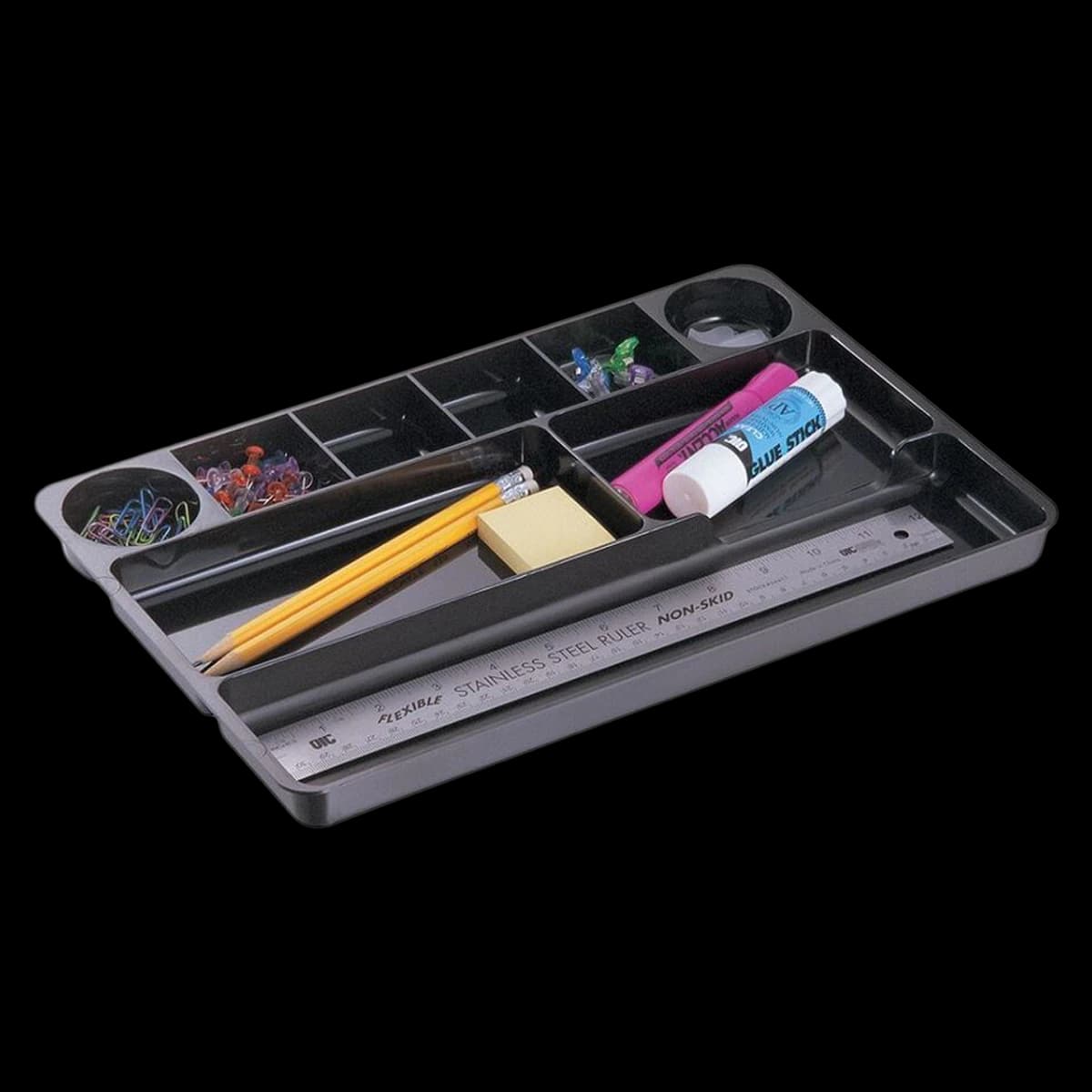 Office Depot Brand 30% Recycled Drawer Organizer, Black, Each - Organizer Drawer Recycled - Image 1
