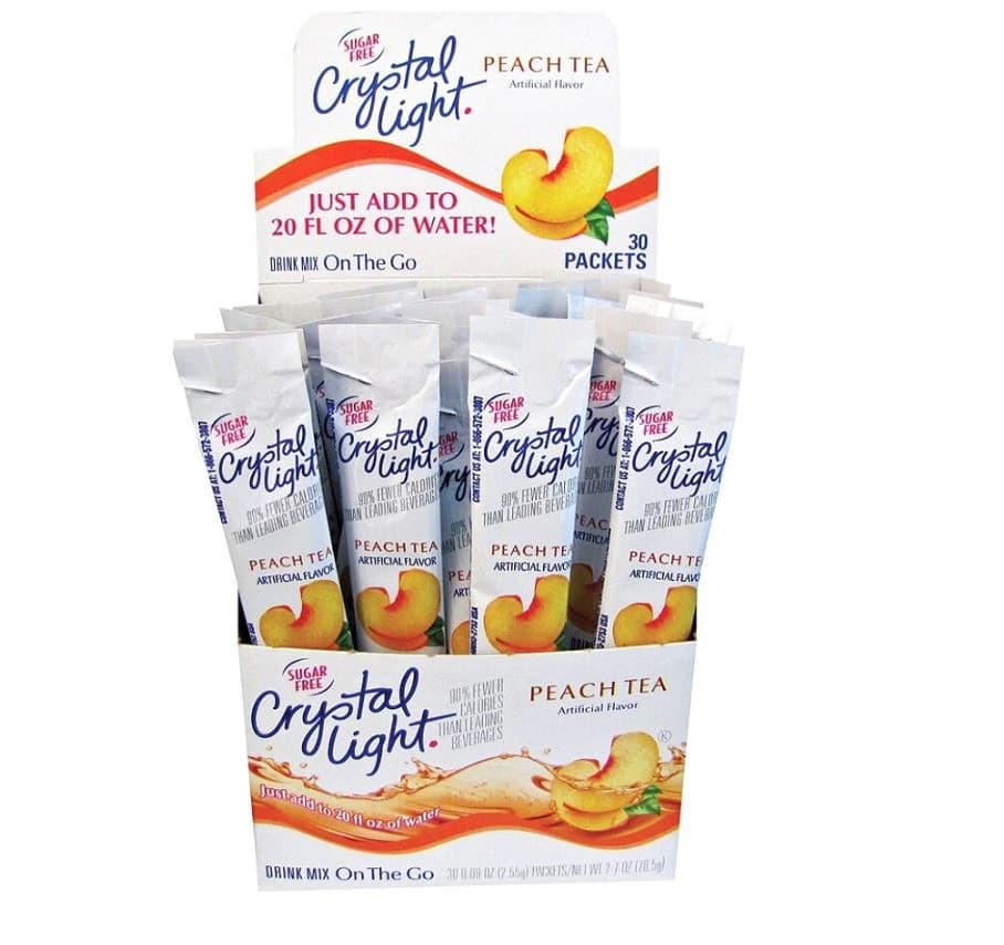 Crystal Light On The Go Mix Sticks, Peach Tea, 30 Packets/Box - Mix Crystal Light Peach - Image 1