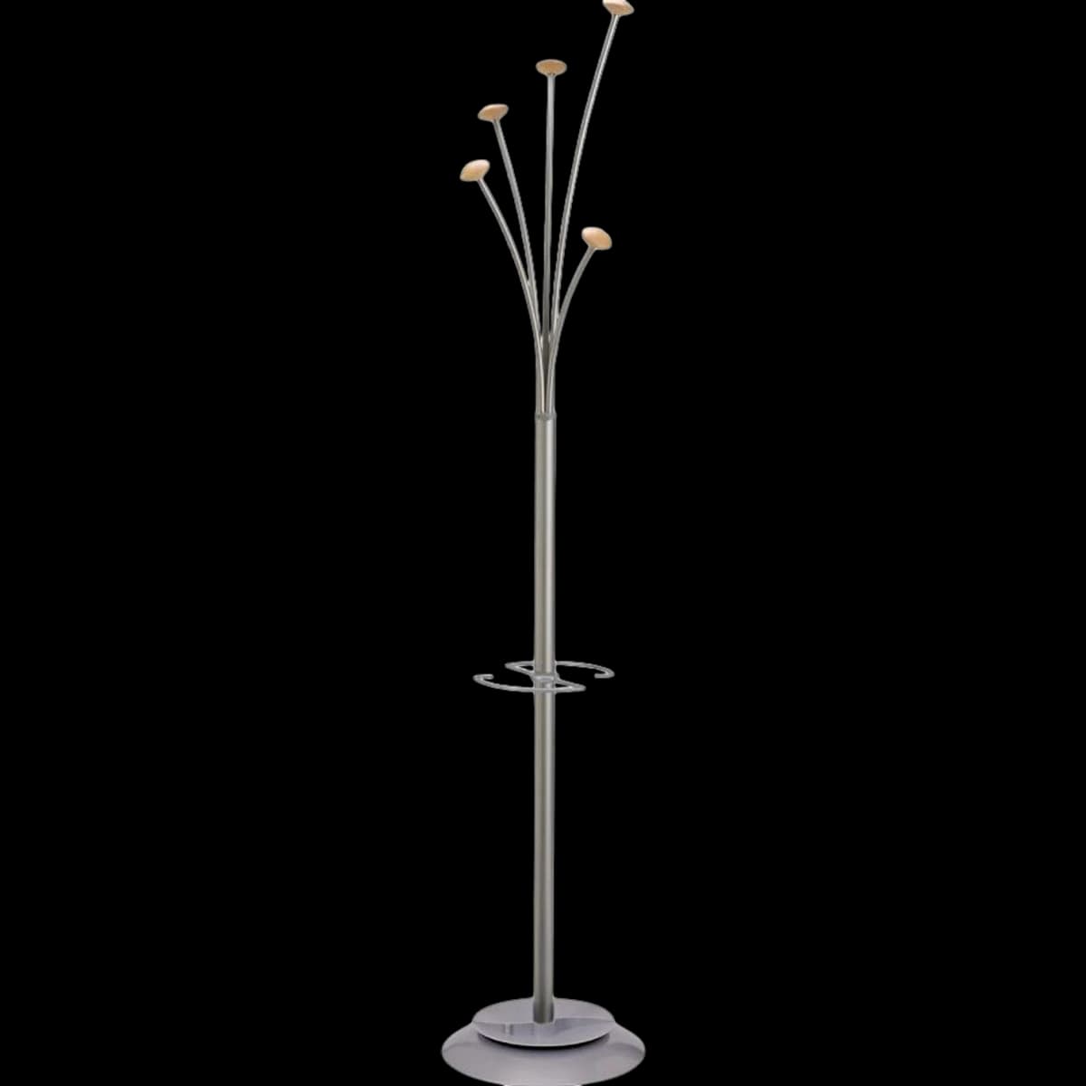 Alba Festival 5-Peg Coat Stand, Silver/Cherry, 01KT0J085DNV640F5SMNEM73F7 - Coat Rack Festival - Image 1