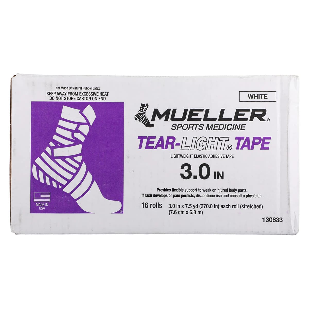 Mueller Tear-Light Elastic Athletic Tape, 3" x 7.5 yd, White, Non-Sterile, 16/Case thumbnail 3
