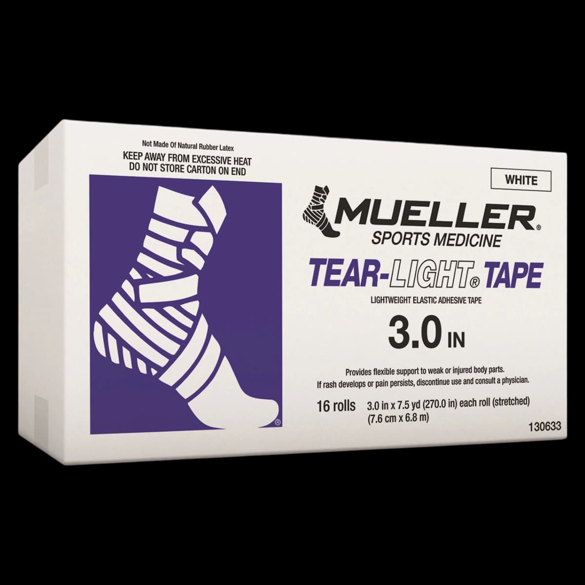 Mueller Tear-Light Elastic Athletic Tape, 3" x 7.5 yd, White, Non-Sterile, 16/Case thumbnail 2