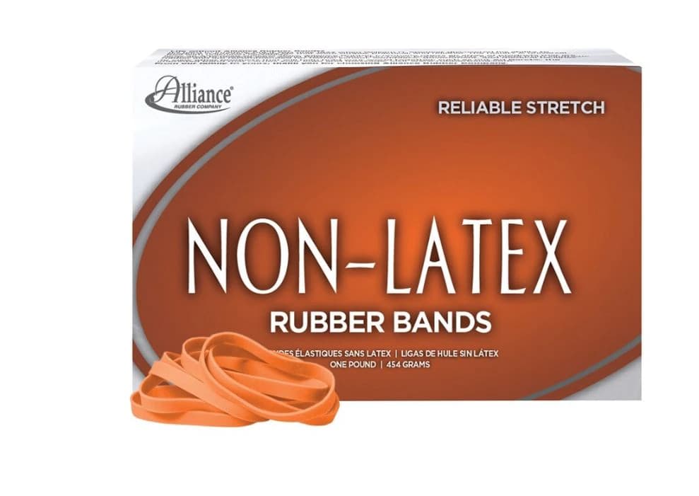Alliance Sterling Latex-Free Rubber Bands #64, 1 Lb, 440/Box - Bands Latex Free #64 Org - Image 1