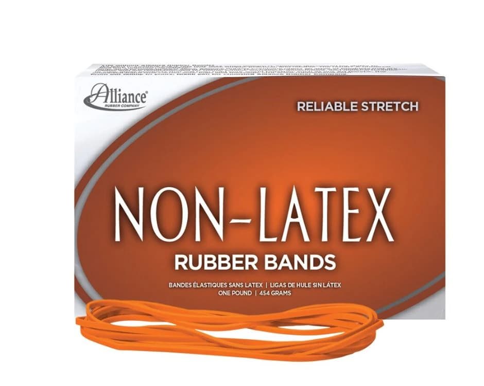 Alliance Sterling Latex-Free Rubber Bands #117B, Orange, 1 Lb, 250/Box - Bands Ltx Free #117b Org - Image 1
