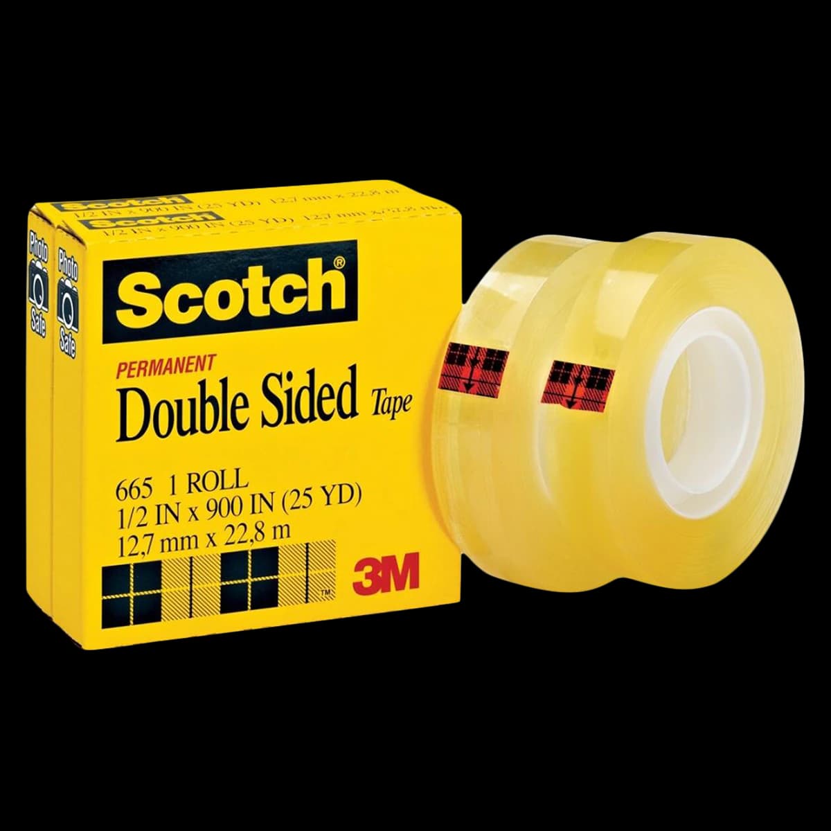 Scotch 665 Permanent Double-Sided Tape, 1/2 in x 900 in, 2/Pack - Tape Double Sided Perm - Image 1