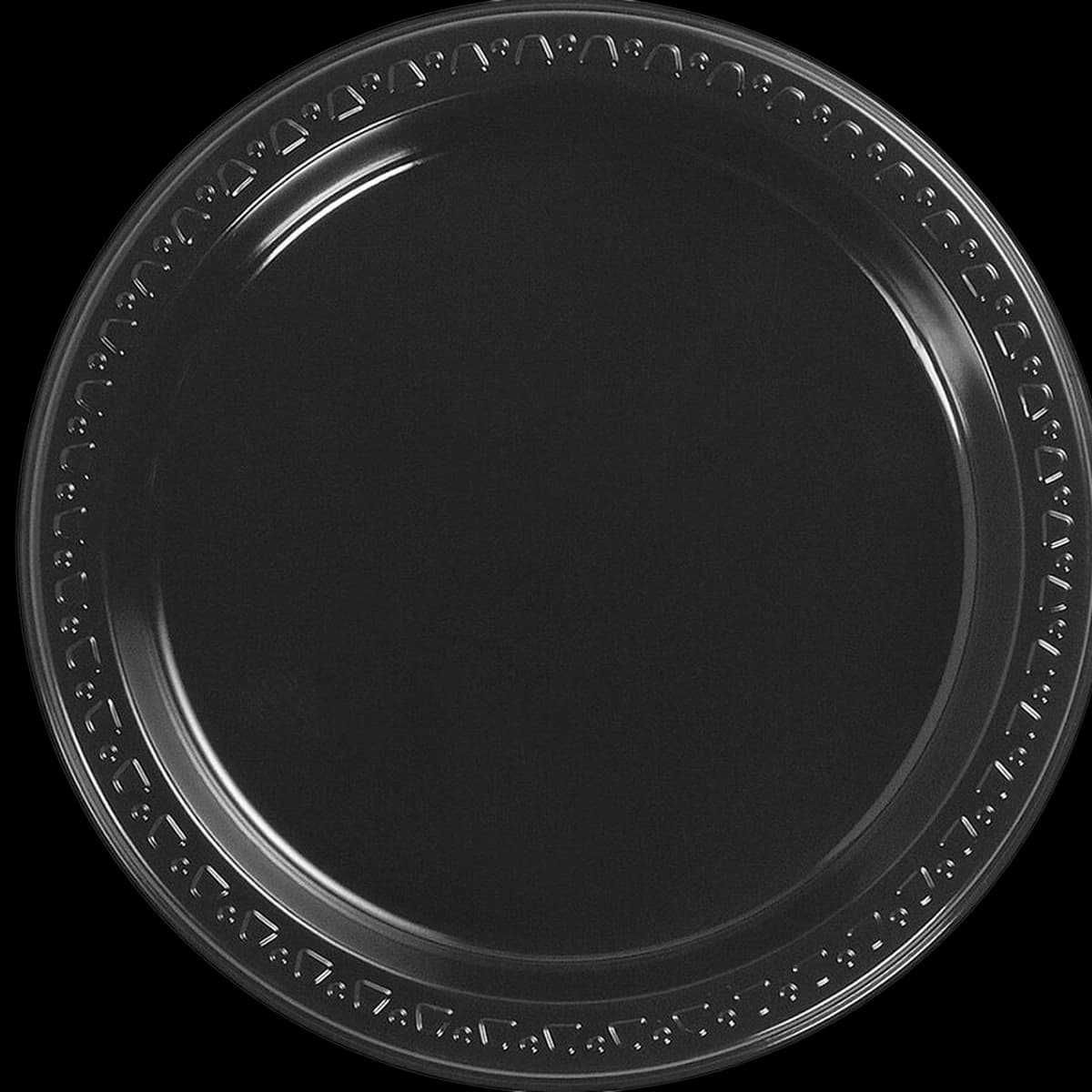Huhtamaki Heavyweight Plastic Plates, Round, 9" Diameter, Black, 125/Package - Plate Rnd Hvywt 9in 12 Blk - Image 1