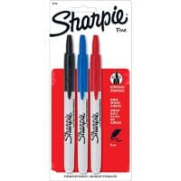 Sharpie Retractable Permanent Markers, Fine Point, Assorted Colors, 3/Pack - Mrk Sharpie Perm Astd - Image 1