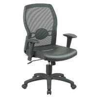 Office Star Screen-Back Chair with Leather Seat, Black - Chair Screen Back Black - Image 1