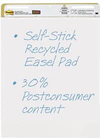 Post-it Self-Stick Easel Pad, Recycled, 25 in x 30 in, White, 30 Sheets, 2/Pack - Pad Easel Post-It Recycled - Image 1