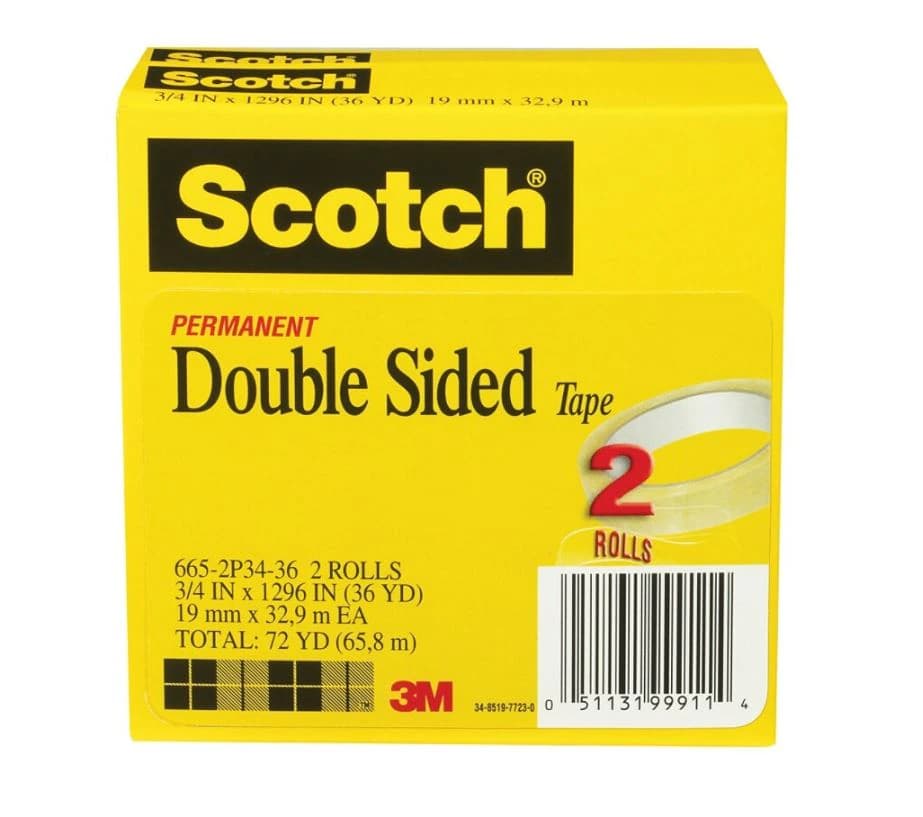 Scotch 665 Permanent Double-Sided Tape, 3/4 in x 1296 in, 2/Pack - Tape Scotch Double Sided - Image 1