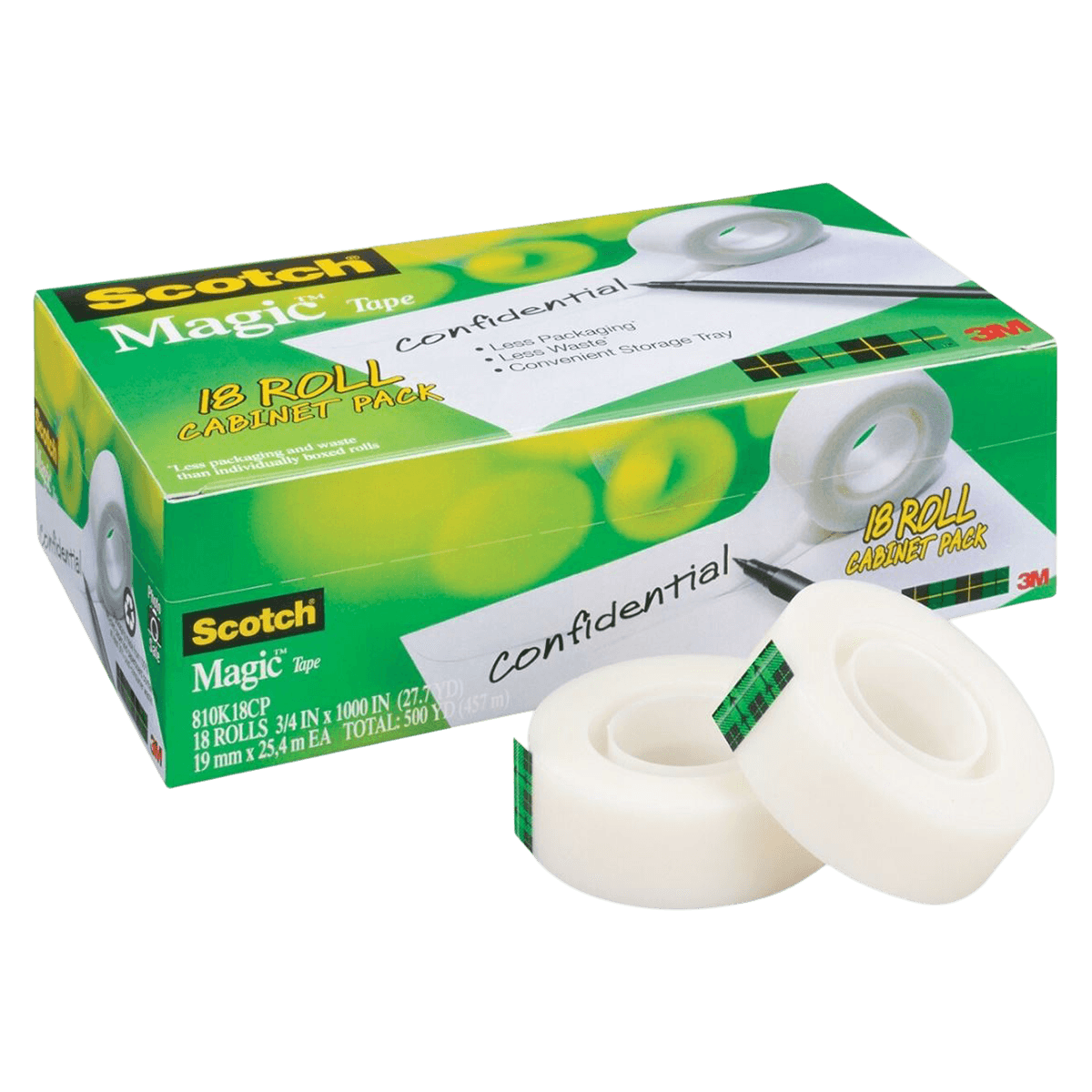Scotch Magic 810 Tape, 3/4" x 1000", 18/Pack - Tape Magic 3/4x1000 - Image 1