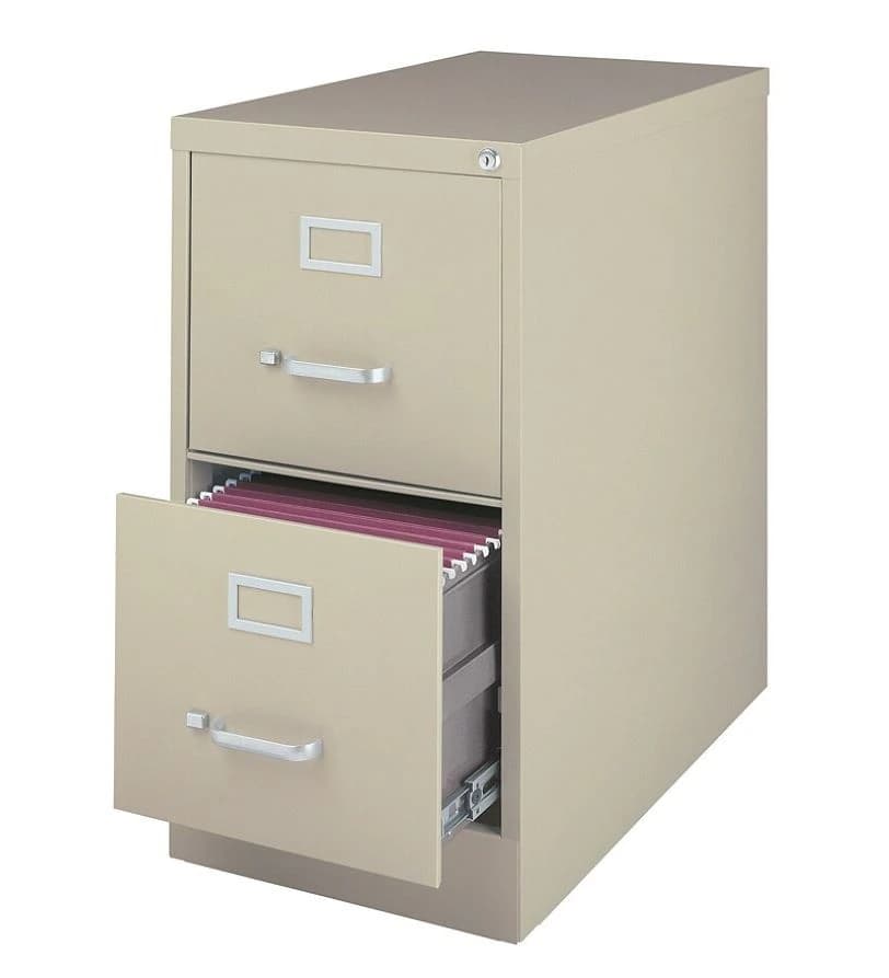 WorkPro Vertical Letter-Size File Cabinet, 2 Drawers, 26.5 in, Putty - Cabinet Fl 2drwr 26.5 Ltr Pty - Image 1
