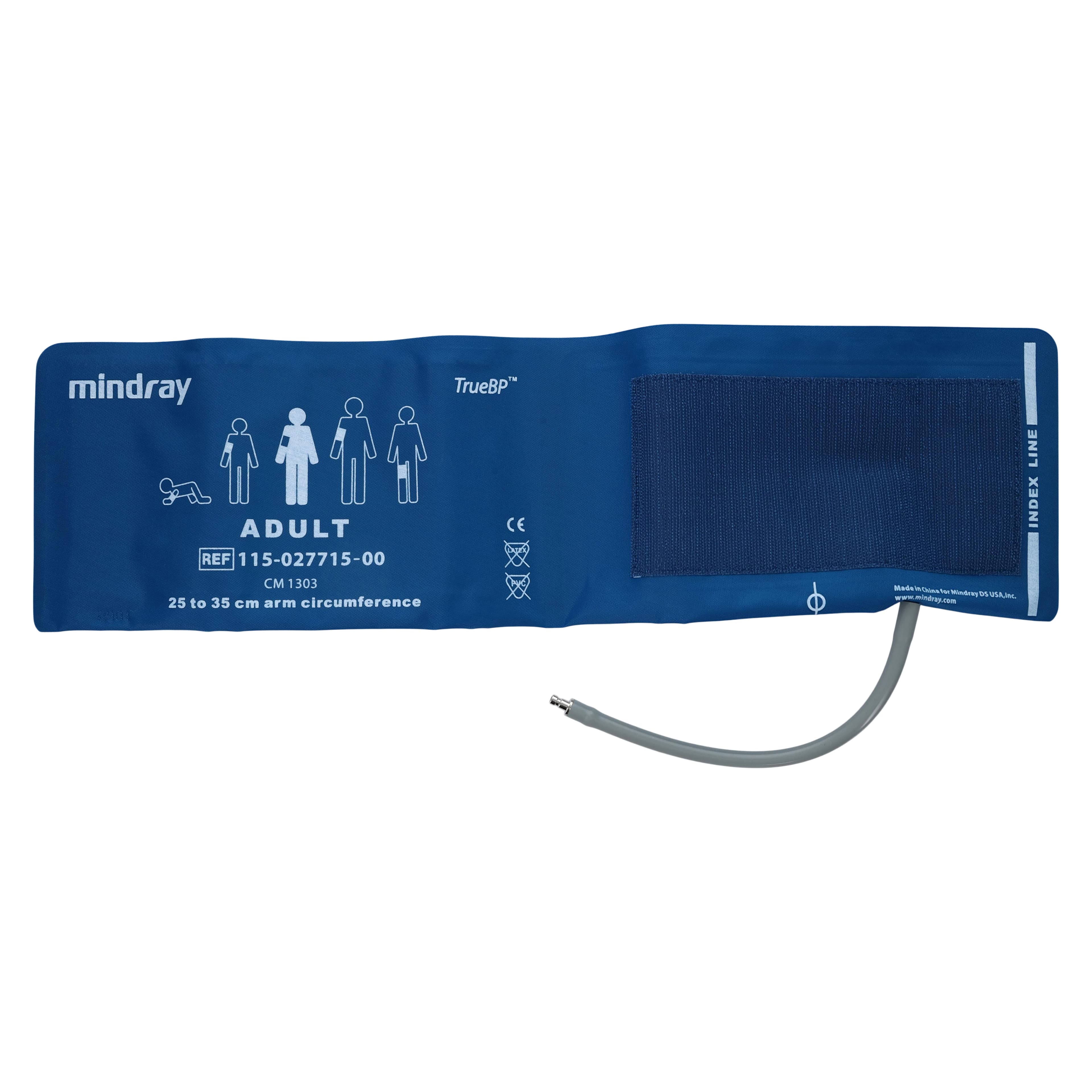 Mindray NIBP Cuff, Reusable, Adult, Navy Blue, Latex-Free, For Datascope Monitor - Cuff BP LF Reusable Adult - Image 1