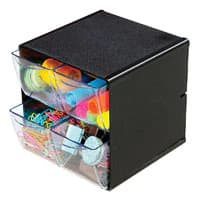 Deflect-O Stackable Cube with 4 Drawers, 6" x 6" x 6", Black - Stackable Cube w/Drawers - Image 1