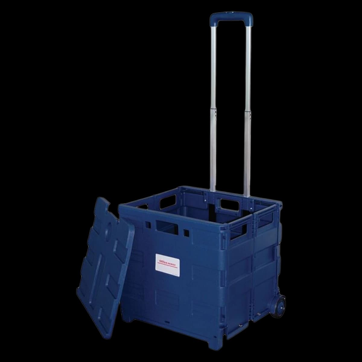 Office Depot Cart Collapsible with Lid, Blue, 16 in x 18 in x 15 in - Cart Collapsible W/Lid Blue - Image 1